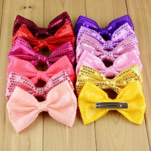 24 pcs/lot , Sequin Bow Hair Clip Sparkly Bow Hair Clip