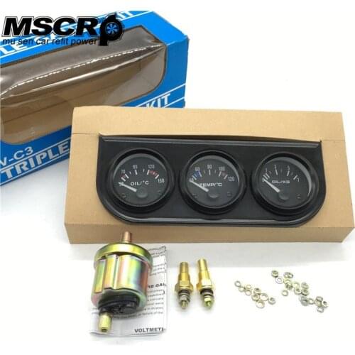 52mm Triple gauge 3 in 1 (Oil temp meter +water temp gauge +Oil Pressure Gauge )car meter Sensor 52mm Auto Gauge Car Meter