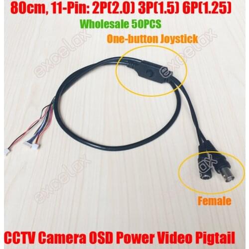 50PCS/Lot 80cm 11 Pin OSD Menu Control BNC Video DC 12V Power Lead Cable Pigtail Joystick for Analog CCTV Camera Module Board