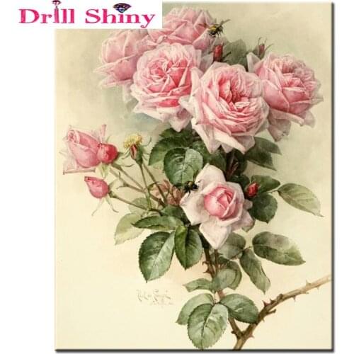 Diamond mosaic full diamond embroidery flowers diamond painting cross stitch pink rose crystal diamond sets unfinish decorative