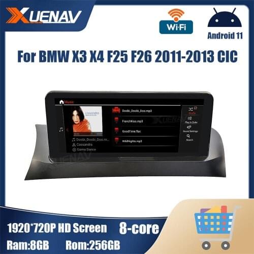 Android 11 Car radio multimedia player For BMW X3 X4 F25 F26 2011 2012 2013 CIC system DVD Player GPS Navigation