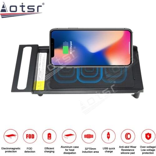 Car Charger QI Fast Charging Smartphone Wireless for Volvo S60-V60 2017 For iPhone Samsung Huawei