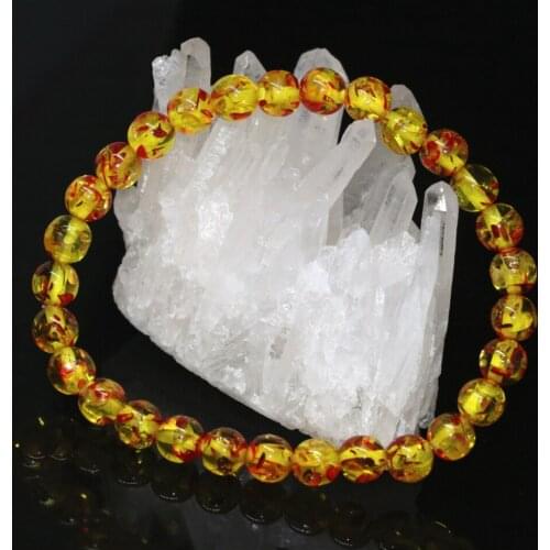 Free shipping 8mm synthetic resin beeswax popcorn round beads strand bracelets for women high grade jewelry making 7.5inch B2150