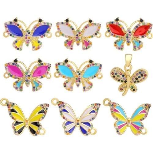 BLUESTAR Shiny Brass Gold Plated Colorful Butterfly Rhinestone 1 Hole DIY Wedding scrapbook craft Jewelry Clothing Accessories