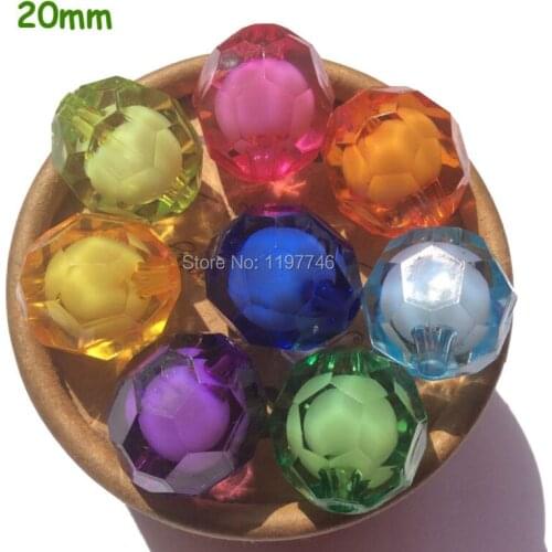 Beads for Kids Acrylic Beads Faceted Round Beads Spacer Beads Loose Beads for DIY Jewelry Making 20mm 110pcs Chunky Beads