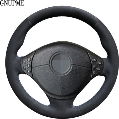 Black Genuine Leather Suede Car Steering Wheel Cover For BMW E39 5 Series 1999-2003 E46 3 Series 1999-2005 E53 X5 2000-2006 E36