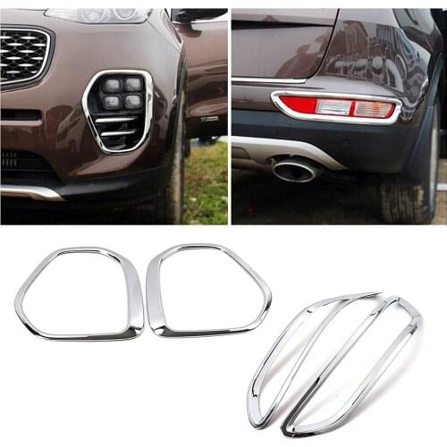 For Kia Sportage QL 2015-2019 Chrome Front Fog Light Lamp Rear Foglight Trim Cover Frame ABS Exterior Decoration