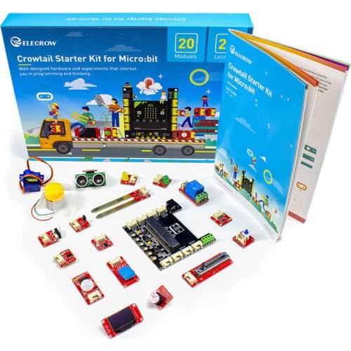 Elecrow Crowtail Learning Starter Kit for Micro:bit 2.0 Graphical Programming DIY Program Modules with 20 Lessons for Beginners