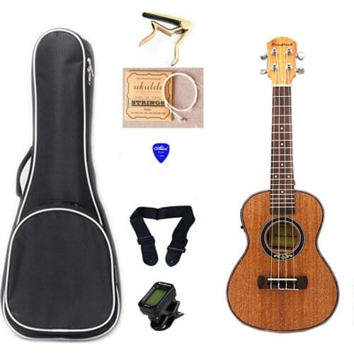 23 Inch Electric Ukulele 4 Strings Mahogany Pickup Ukulele Sets with Bag Tuner Hawaii Mini Guitar Music Instrument UK2305C-EQ