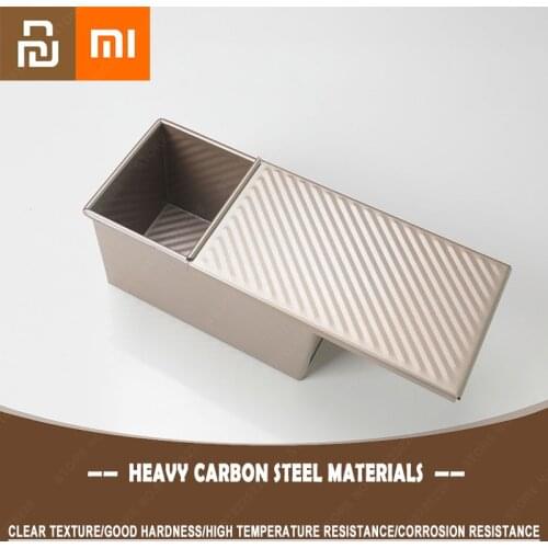 Xiaomi Baking Cake Mold Carbon Steel Corrugated Toast with Lid Toast Bread Mold Toast Box Household Kitchen Baking Tools Youpin