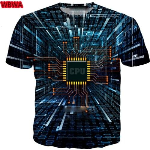 WBWA 3D Printed t-shirt Computer Core Heart circuit Hacker Tee shirt men clothing harajuku graphic T-shirts Mens Womens