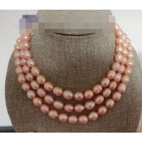 HOT Huge AAA 9-10mm south sea pink pearl necklace 48 Inch