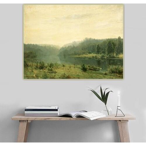 Ivan Shishkin《Foggy Morning,1885》Canvas Oil Painting Artwork Aesthetic Poster Picture Wall Hanging Decor Home Decoration