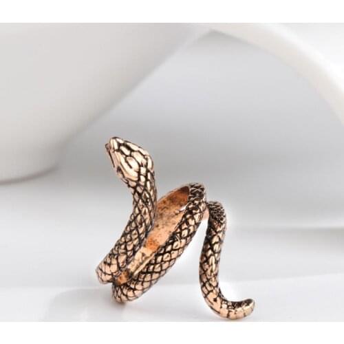 2021 Retro Style Rings All-match Fashion Punk Cobra Snake Shape Alloy Finger Open Ring Vintage Jewelry d3f