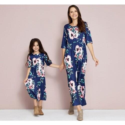 2020 Family Matching Outfits Mother Daughter Sister Baby Bohemia Floral Dress Cloth Mommy and Me Baby clothes Party Family Look