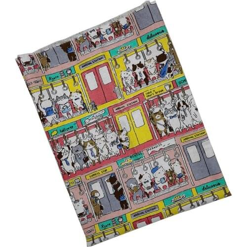 Beautiful Digital Printing Cat Cotton Fabric Group Cats in House Pattern Cloth Patchwork Sewing Material Diy Clothing/Baby Dress