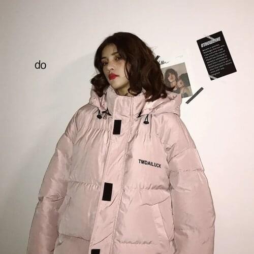 Fluorescent Green Bright Winter Jacket Womens Parka Warm Thick Solid Short Cotton Padded Parkas Coat Loose Stand Collar Outwear