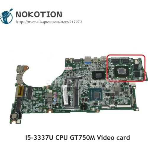 NOKOTION NBMAL11001 NB.MAL11.001 For Acer aspire V5-572G Laptop Motherboard DA0ZQKMB8E0 GT750M I5-3337U CPU 4GB Ram Onboard