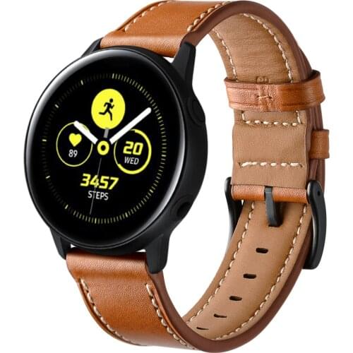 20mm 22mm Fashion Leather Watch Band Strap for Samsung Galaxy Watch Active 2 40mm 44mm Replacement Wrist strap Elegant Bracele