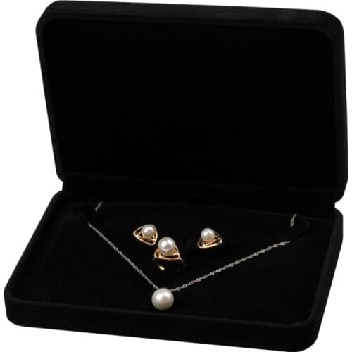 Black Velvet Jewellery Set Box Ring Earrings Pendant Necklace Display Storage Case Wholesale