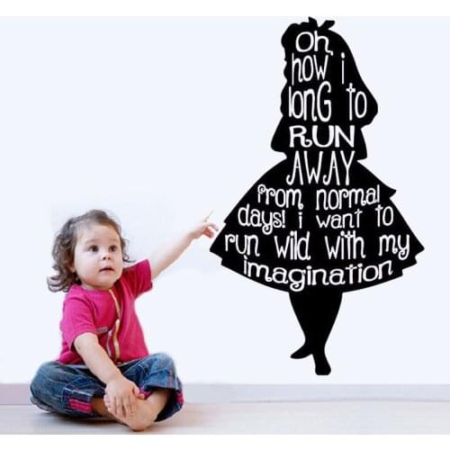 Wall Vinyl Sticker Decals Mural Room Design Pattern Art Alice In Wonderland Cartoon Girl Silhouette Nursery Room Wall Decor K552