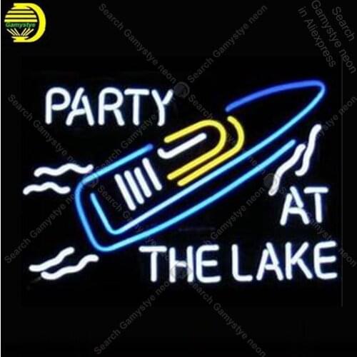 NEON SIGN For Party At The Lake GLASS Tube Decor beer Room Windows Handcraft Restaurant Light Sign lamps anuncio luminoso Lamps