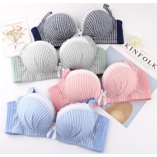 Girl underwear Sweet wireless brassiere wave stripe point sutian institute wind ladies bra thin high school students bralette