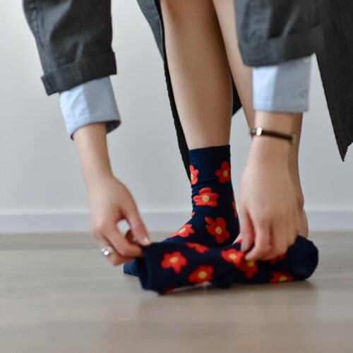 KEEP DREAM Floret print Socks For Women Cute Fun Ladies Cotton Sock Kawaii Womens socks calcetines mujer calcetines cortos