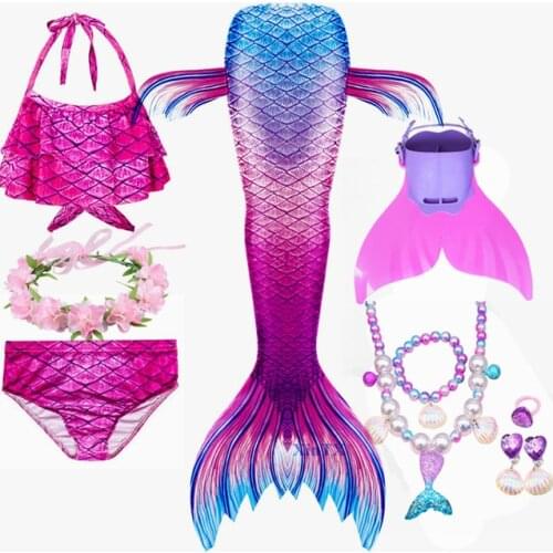 NEW!Children Mermaid Tail with Monofin Kids Girls Costumes Swimming Mermaid Tail Mermaid Swimsuit Flipper for girls