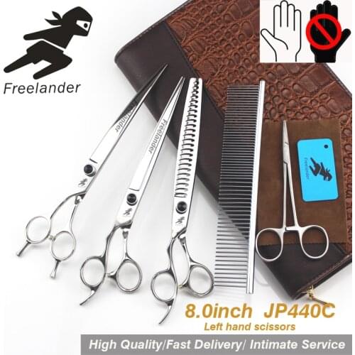"JP440C 8.0inch Professional Premium Sharp Edge Dog PET Grooming Scissors SHEARS Left Hand Pet Scissors Set Technicolor Teeth"