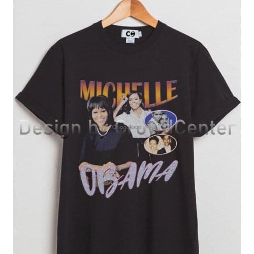 MICHELLE OBAMA 90s Bootleg T Shirt New Black Size T Shirt AF103