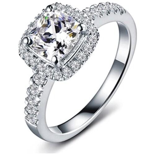 1CT Halo Style Cushion Shape Real Moissanite Au750 White Gold Wedding Ring good Gift For Girl Friend Promise Love Fine Jewelry