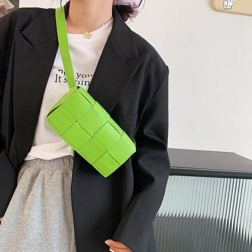 Solid Braided Magnetic Buckle Belt Bag Women PU Square Soft-Faced Mini Shoulder Bag WomenS Korean Fashion Messenger Bags Woman