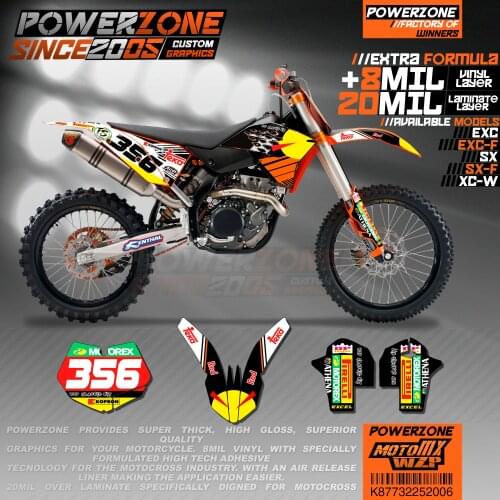 PowerZone Custom Team Graphics Backgrounds Decals 3M Stickers Kit For KTM SX SXF MX EXC XCW Enduro 125cc to 500cc 2007-2011 006