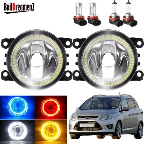 Angel Eye Fog Light Car Front Bumper Fog Lamp with Halo DRL H11 12V For Ford Grand C-Max MPV 2010 2011 2012 2013 2014 2015
