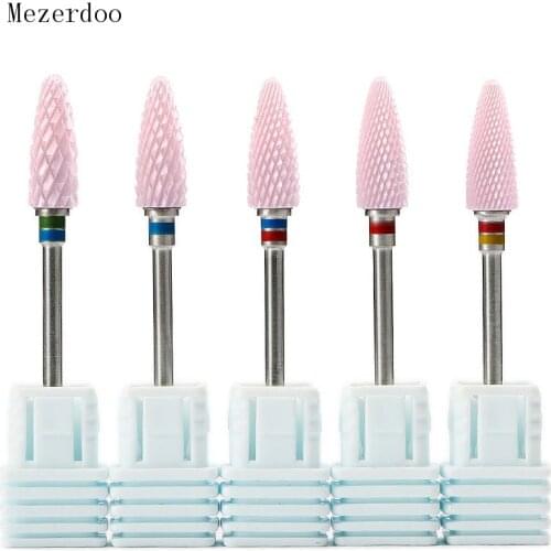 Pink Ceramic Bullet Style Nail Drill Bits Milling Cutter for Manicure Pedicure Apparatus Accessories Professional Nail Art Tools