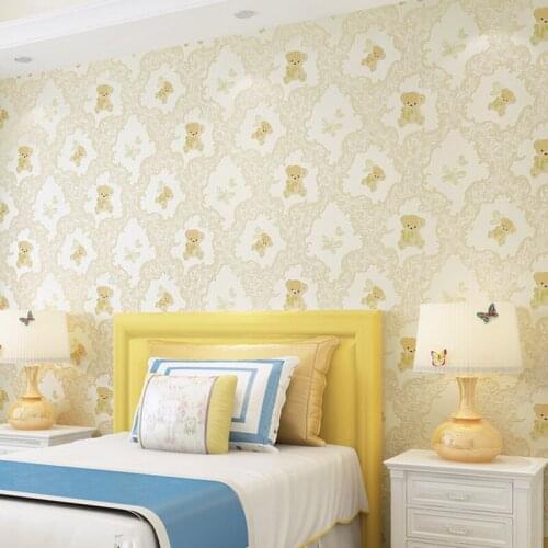 Childrens Room Self-Adhesive 3d Wallpapers Roll Boy Girl Cartoon Bear Thickening Home Decoration Warm Pink Yellow 3d Wall paper