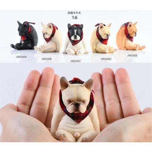 JXK 1:6 Scale Decadent French Bulldog Scarf Dog Pet Healing Figure Recreational Sofa Animal Collector Toy Resin Decoration Gift