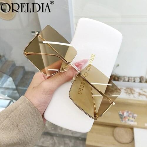 2021 Metal Semi-rimless Sunglasses Women Retro Oversized Square Sun Glasses Men Fashion Metal Frame Streetwear Eyewear UV400