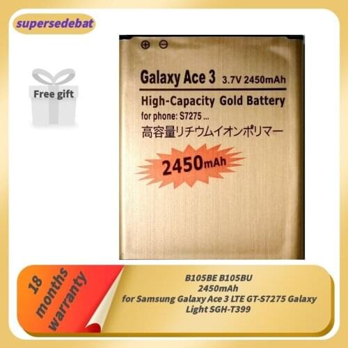 Supersedebat B105BE Phone Battery for Samsung Galaxy Ace 3 LTE GT-S7275 Bateria for Galaxy Light SGH-T399 Batteries B105BU Track