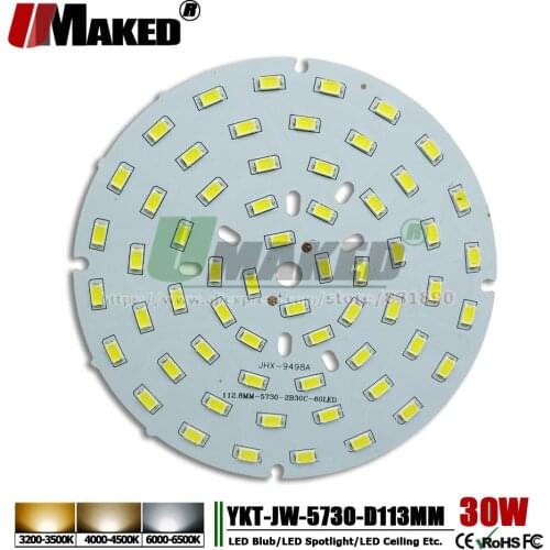 UMAKED 30W 113mm SMD5730 LED PCB Ceiling Lamp Bulb Spotlight DIY LED Source Install Chip Aluminum Lamp plate Warm/Natural/White