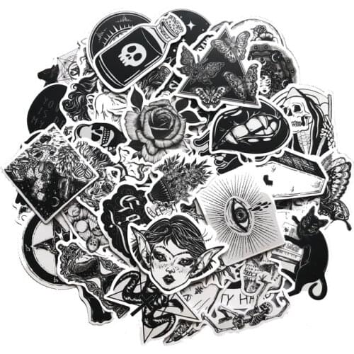 50Pcs/Set Dark Gothic Stickers Series For Laptop Luggage Toys Car Motorcycle For Kids Car Stickers Decals
