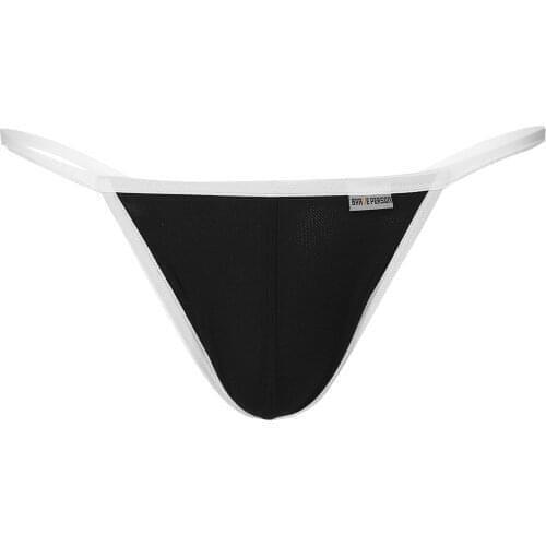 Men Breathable Lingerie Panties Sexy Bulge Pouch G-string Underwear Low Rise Briefs Thongs Elastic Waistband T-back Underpants