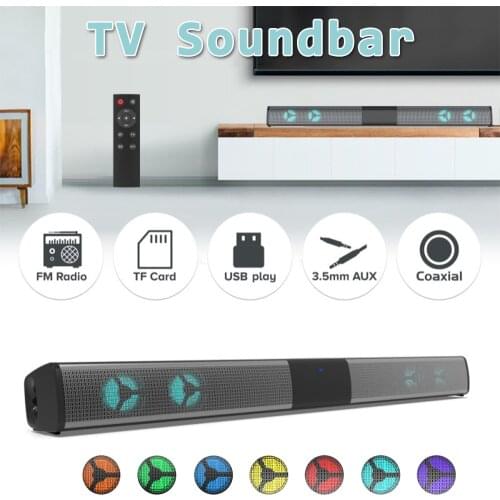 BS28E RGB TV Sound Bar with Subwoofer Surround Sound Wireless Bluetooth-compatible FM USB Home Audio Soundbar PC Theater Speaker