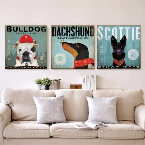 Vintage Poster Cute Animals Wall Painting Golden Dog Yellow Dog Drink Kids Room Decor Canvas Prints Home Decor Wall Art