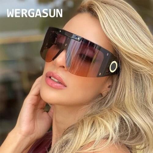 WERGASUN Oversized Gradient Sunglasses Women Fashion Rimless Female Shades Luxury Brand Designer Personality Eyewear UV400