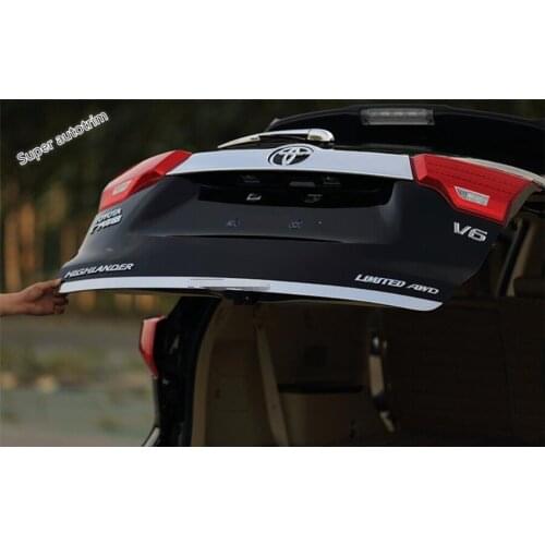 Lapetus Stainless Steel Exterior Refit For Toyota Highlander KLUGER 2014 - 2019 Rear Trunk Tailgate Bottom Lid Strip Cover Trim