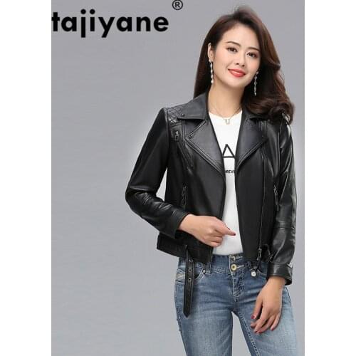 Women Coat Sheepskin Genuine Leather Jacket Spring Autumn Streetwear Moto Women Jackets Women Clothes 6-88051 WPY331