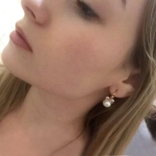 Freshwater Pearls Earrings Crystal Heart Women Gold Hoop Korean Earing Christmas Perle Femme Brinco Kolczyki Damskie E0310