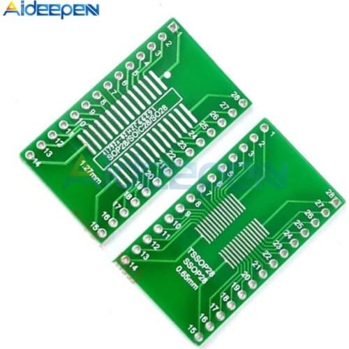 10Pcs SSOP28 SOP28 TSSOP28 to DIP28 Adapter Converter PCB Board 0.65/1.27mm